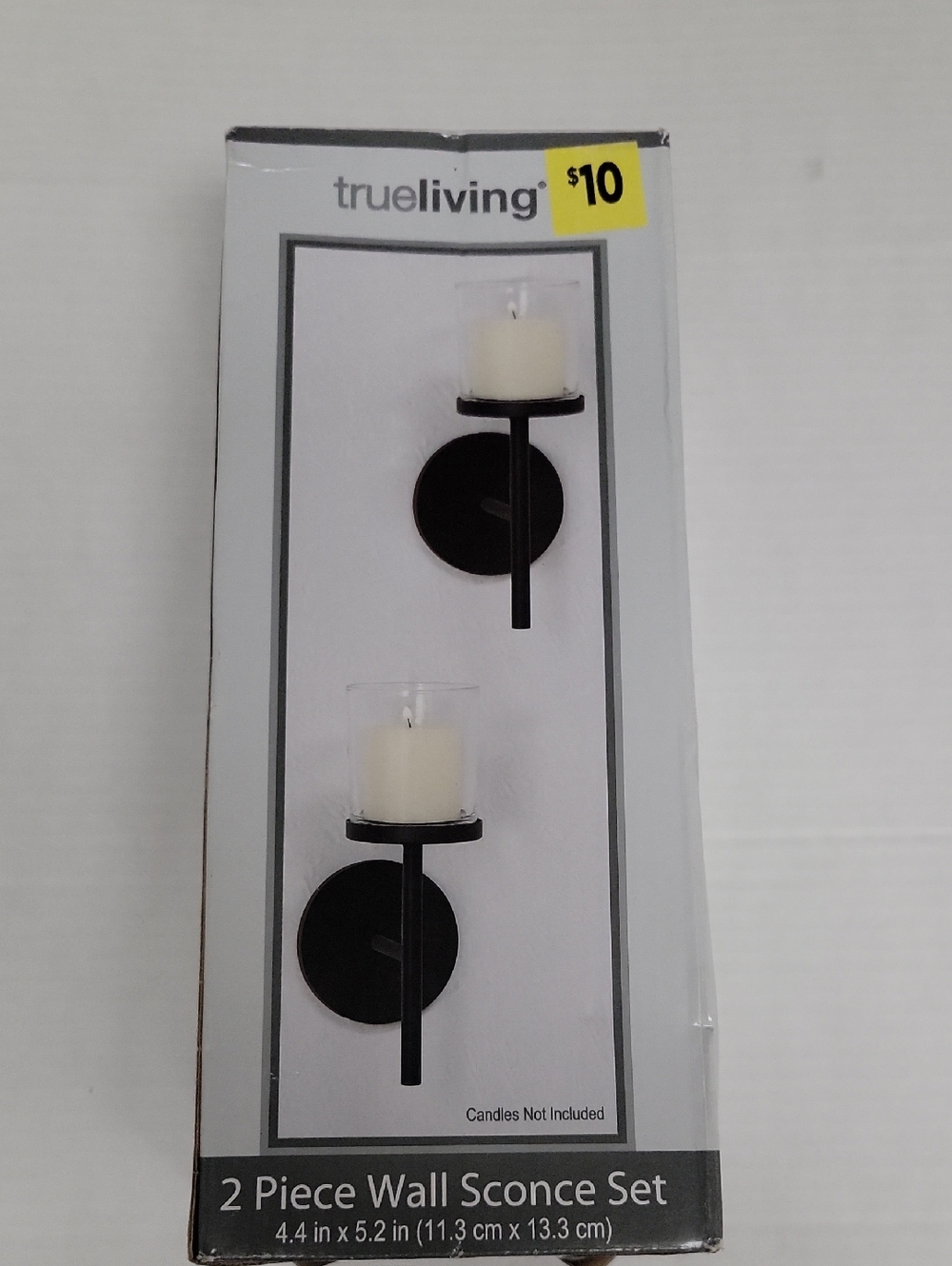 True Living Black 2-Piece Wall Sconce Set with Glass Candle Holders